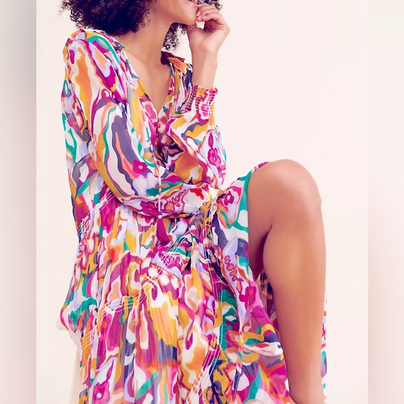 Anthropologie The Marais Printed Chiffon Maxi Dress Size 3X - Picture 3 of 14